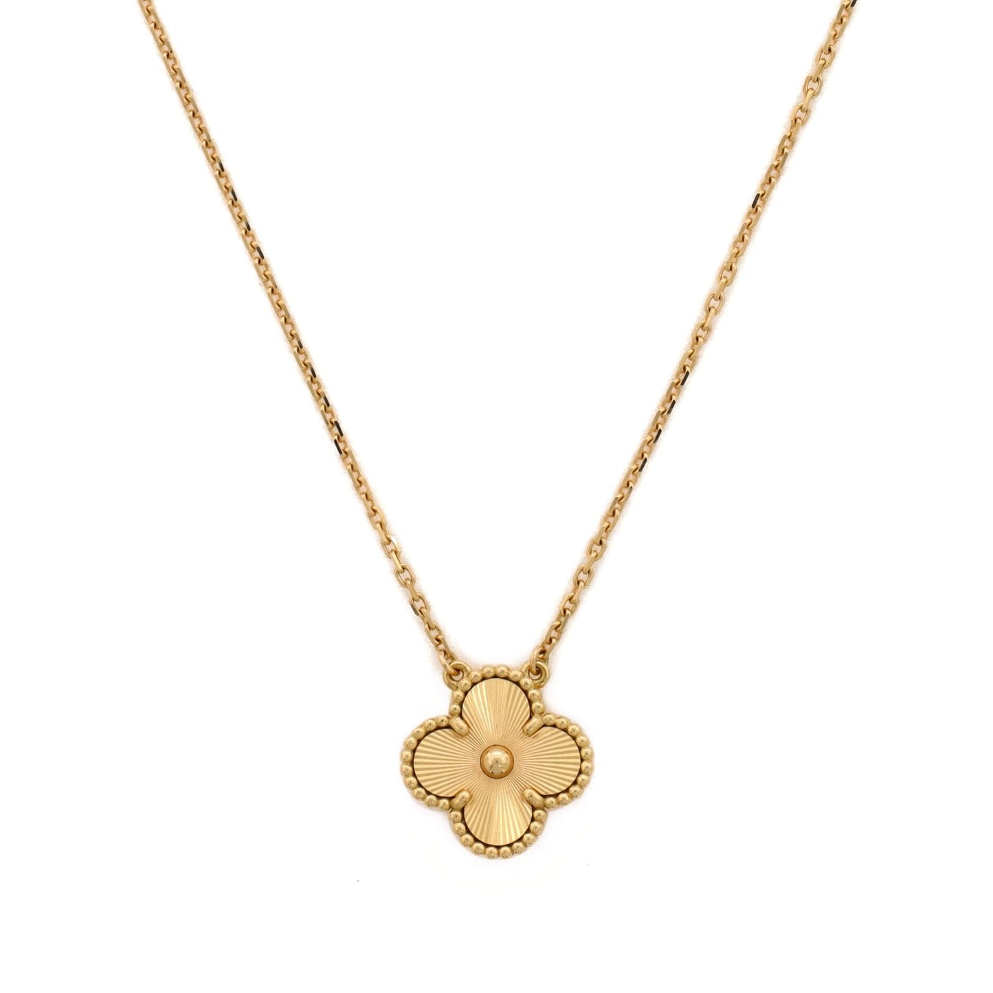 VCA 5 Motifs Bracelet Necklace Earrings Guilloche 18K Yellow Gold