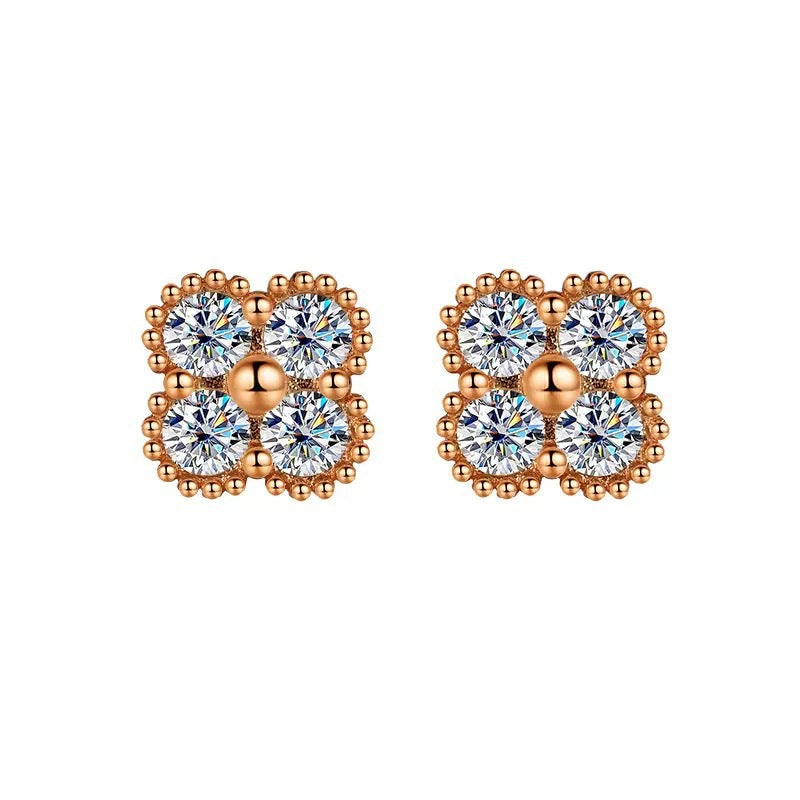 Moissanite Dainty Clover Necklace Bracelet Earrings